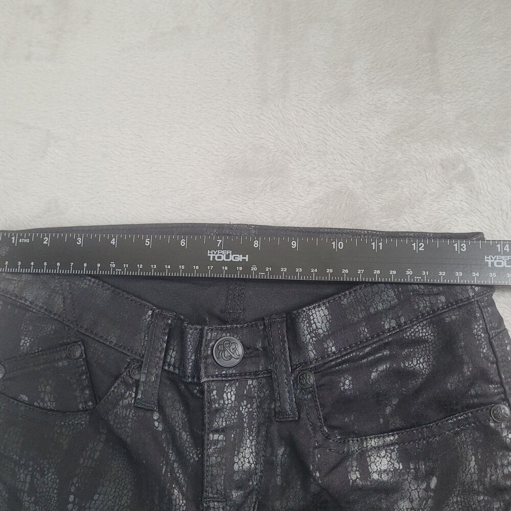Rock & Republic Berlin Jeans Womens 6 Black Midrise Skinny Animal Print Stretch - Picture 8 of 13